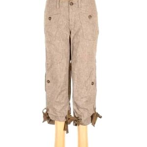 Banana Republic Linen Cropped Pants EUC Brown Heather size 4